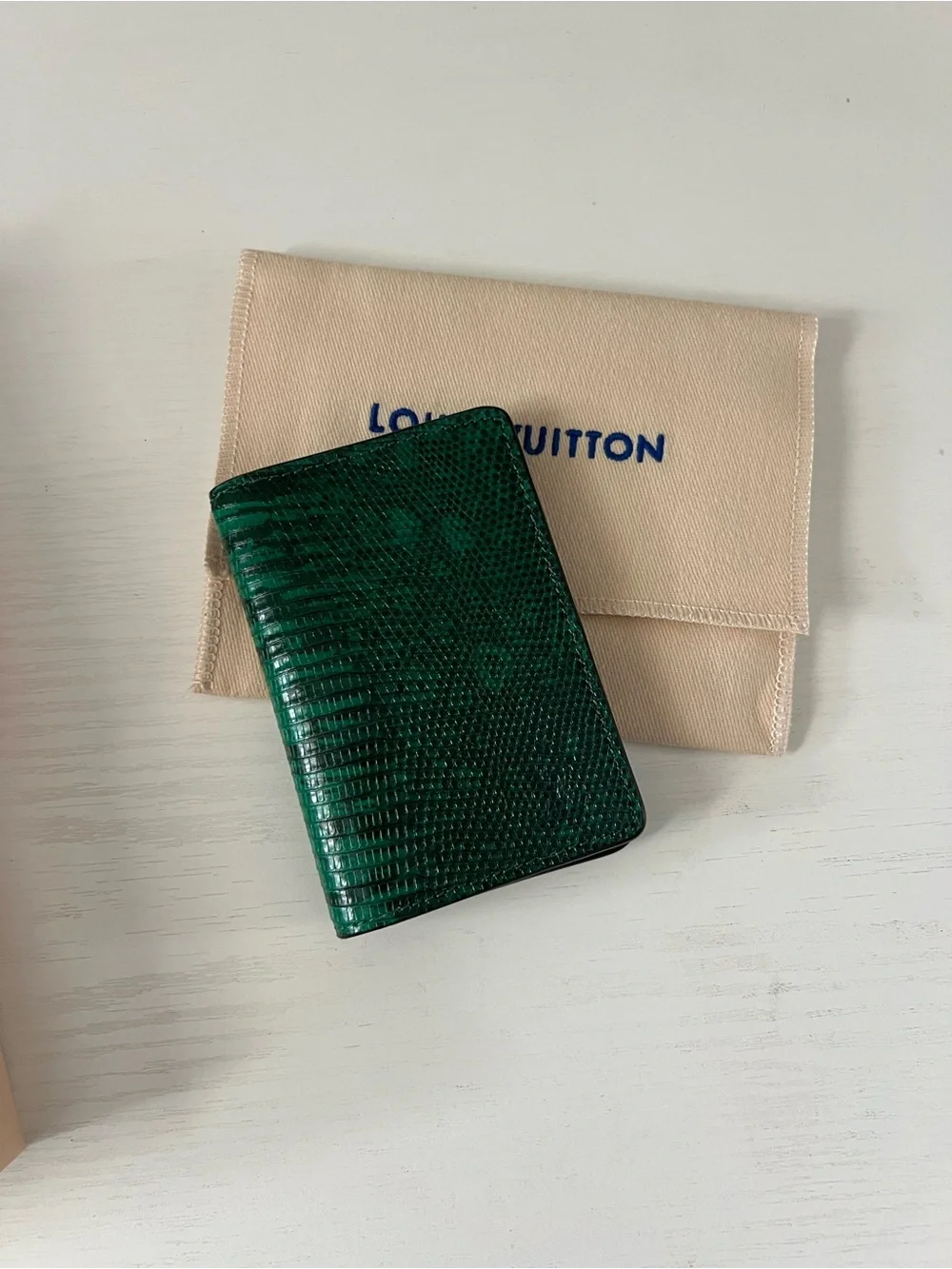 Louis Vuitton Exotic Lizard Green & Black leather Pocket Organizer Mens Wallet